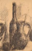 Kmetty jelzéssel: Csendélet. Szén, papír, sérült. 42x63,5 cm