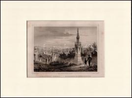 cca 1840 Ludwig Rohbock (1820-1883)-G.M. Kurz: A kolozsvári temető, Pest, Lauffer és Stolp, (Darmstadt, G. G. Lange-ny.), acélmetszet, félig leragasztott paszpartuban, foltos, 14×19 cm