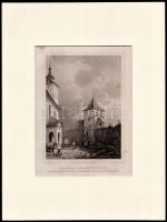 cca 1840 Ludwig Rohbock (1820-1883)-A. Rottmann: A botfalvai templom Erdélyben, Pest, Lauffer és Stolp, (Darmstadt, G. G. Lange-ny.), acélmetszet, félig leragasztott paszpartuban, foltos, 19,5×14,5 cm