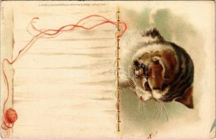 Cat with thread. Lith. u. Druck v. Wezel & Naumann Actiengesellschaft. Serie 68. 1. litho