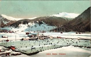 1910 Davos, Eisbahn / winter sport, ice skate, ice hockey. Edition Photoglob Co.