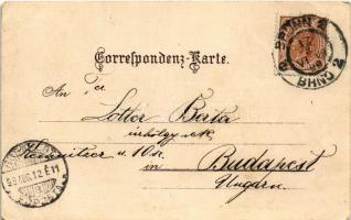 1899 Praha, Prag, Prague; Graben / street view, trams, shops, litho (EK)