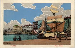 1912 Fiume, Rijeka; Molo Daniel / port, steamship, sailing vessels, boats (EK)