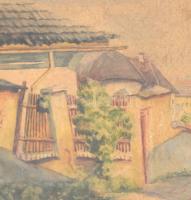 Mednyánszky jelzéssel: Tabán. Akvarell, papír, üvegezett, kissé sérült fa keretben. 22x26 cm