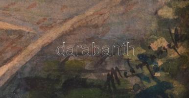 Mednyánszky jelzéssel: Tabán. Akvarell, papír, üvegezett, kissé sérült fa keretben. 22x26 cm