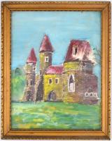 Vén jelzéssel: Vár. Olaj, papír, üvegezett, díszes fa keretben. 42,5x33 cm