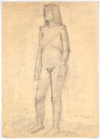 Gadányi jelzéssel: Női akt. Ceruza, papír, sérült, 61x43 cm
