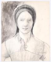 Gyenes jelzéssel: Fiatal lány. Szén, papír, 51x41,5 cm