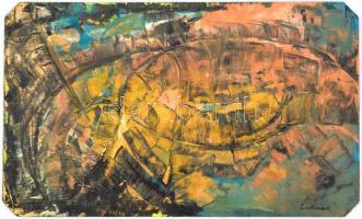 Lakner jelzéssel: Absztrakt kompozíció. Olaj, farost, 30,5x51 cm