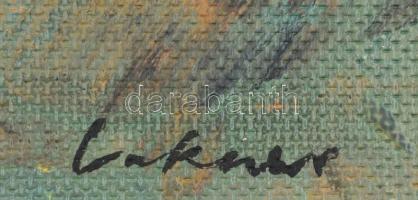 Lakner jelzéssel: Absztrakt kompozíció. Olaj, farost, 30,5x51 cm