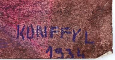 Kunffy jelzéssel: Ékszeres doboz. Pasztell, papír, paró szakadásokkal, lap sarkaiban kisebb gyűrődés...