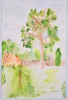 Szobotka jelzéssel: Kert. Akvarell, papír, 45,5x30 cm