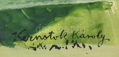 Kernstok jelzéssel: Folyópart. Akvarell, papír, lap sarkaiban ragasztás maradványaival, 30,5x43 cm