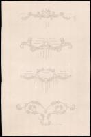 Benczúr jelzéssel: Virágmotívumos ornamentikák. Ceruza, papír, 36x24 cm
