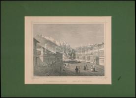 cca 1840 Ludwig Rohbock (1820-1883)- G.Heisinger: A Mehádiai fürdő, acélmetszet, sérült paszpartuban, 14×19 cm