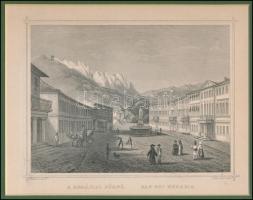 cca 1840 Ludwig Rohbock (1820-1883)- G.Heisinger: A Mehádiai fürdő, acélmetszet, sérült paszpartuban...