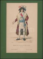 5 db, középkori és újkori viseleteket ábrázoló acélmetszet  paszpartuban, 23x16 és 25x16 cm közötti ...