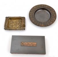 Össz. 9 db réz és fém, részben magyar iparművész tárgy: Móga Sándor (1927-): Réz iparművész doboz, j...