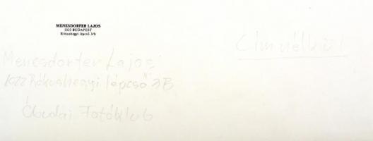 cca 1981 Menesdorfer Lajos (1941-2005) budapesti fotóművész hagyatékából, pecséttel jelzett vintage ...