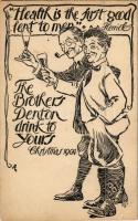 1904 Health is the first good lent to men The Brothers Denton drink to Yours. Christmas greeting art postcard s: Ch. S.