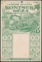 1915 Legjobb magvak Kontsek Géza magkereskedéséből, 1915. Debrecenben., naptártartó illusztrált karton, Bp.,-Globus-ny., 24x16 cm