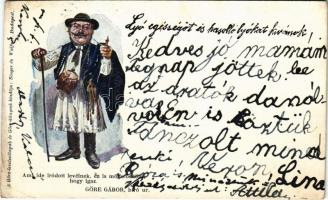1900 Göre Gábor bíró úr. Göre levelezőlapok és Göre könyvek kiadója Singer és Wolfner / Hungarian humorous folklore rhyme (EK)