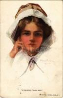 1912 A hundred years ago. Lady art postcard. Reinthal & Newman No. 207. s: Philip Boileau (EK)