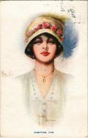 1913 Tempting Lips. Lady art postcard. The Carlton Publishing Co. Seres No. 675/1. s: Robinson (fl)