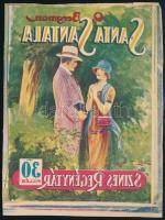 cca 1930 Színes regénytár könyvborító illusztráció, negatív nyomat, jelzett, 16x12 cm