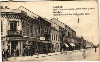 Zombor, Sombor; Prestolonasljednika Aleksandra ulica / street, shops (EK)