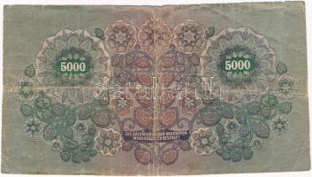 Ausztria / Osztrák-Magyar Bank 1922. 5000K T:III- kisebb lyukak, szakadások Austria / Österreichisch...