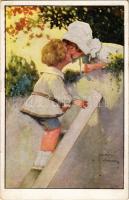 1929 Romantic children art postcard. A.R. & Co. i. B. 1655-3. s: Lawson Wood (EK)