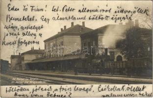 1908 Pivka, St. Petra na Krasu, San Pietro del Carso, St. Peter in Krain; Bahnhof / Postaja / railway station, locomotive. photo (EK)