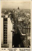 1930 Buenos Aires, Avenida Callao / street view, tram, automobiles. Foto G. Bourquin y Cía No. 489.
