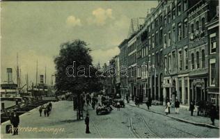 Rotterdam, Boompjes / street view, quay, industrial railway, inn, shops. Dr. Trenkler Co. 1907. Rtt. 77. (wet damage)