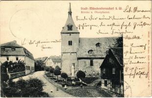 1905 Münchenbernsdorf, Kirche u. Oberpfarrei. Verlag Rich. Zeuner / church and parish (EK)