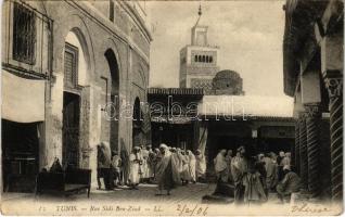 1906 Tunis, Rue Sidi-Ben-Ziad / street view, bazaar, mosque, Tunisian folklore