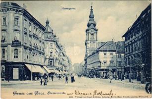 1899 Graz, Herrngasse, Zahnarzt / street view, dentist, shops. Verlag von Regel & Krug 3373.