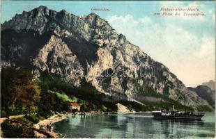 1911 Gmunden, Restauration Hois&#039;n am Fusse des Traunstein / restaurant, steamship. F. E. Brandt No. 356. (crease)