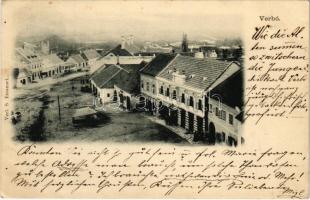 1898 Verbó, Vrbové; látkép, tér, üzletek, zsinagóga. Verl. S. Emanuel / street view, square, shops, synagogue (EK)