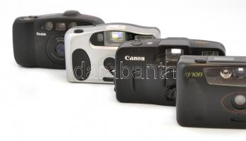 4 db fényképezőgép, közte Kodak, Canon stb., enyhén kopottas állapotban, nem működnek