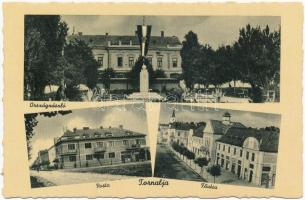Tornalja, Safárikovo, Tornala; Országzászló, Posta, Fő utca. Poraczky László kiadása / Hungarian flag, post office, main street (ázott / wet damage)