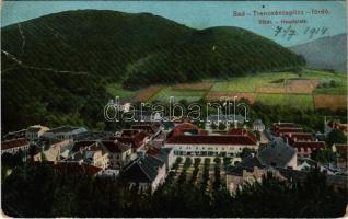 1914 Trencsénteplic, Trencianske Teplice; Fő tér. Wertheim Zsigmond kiadása 114/7. / Hauptplatz / main square, general view (Rb)