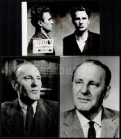 cca 1933 Kádár János bűnügyi nyilvántartó fotója + hozzáadva 1 db 1963-ban készült + 1db 1972-ben készült propaganda fotót, összesen 3 db fotó, 17,8x12,6 cm és 30x24 cm között