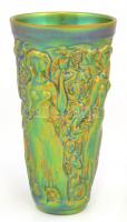Zsolnay eozin mázas váza, rajta női alakok, jelzett, apró kopásokkal, m: 16,5 cm