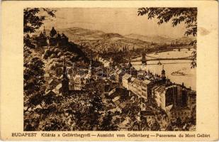 1930 Budapest I. Kilátás a Gellért-hegyről, Tabán, Lánchíd, Királyi vár. Rigler r.-t. 202. sz. s: Zádor István (EK)