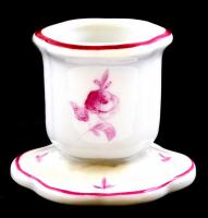 Herendi virág mintás porcelán gyertyatartó, kézzel festett, jelzett (Herend Hungary 1943), hibátlan,...