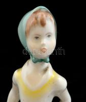 Aquincumi kislány esernyővel, kézzel festett, hibátlan, jelzett, m:14 cm, h:7cm