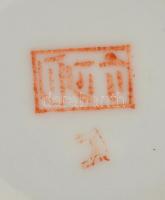 Kínai porcelán tétel: Teás csésze és alj, részben kézzel festett, jelzett, hibátlan, d: 9 cm és 13,5...