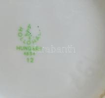 Hollóházi porcelán kávés kanna, matricás, jelzett, egy apró, alig látható sérüléssel, m: 17 cm + tej...